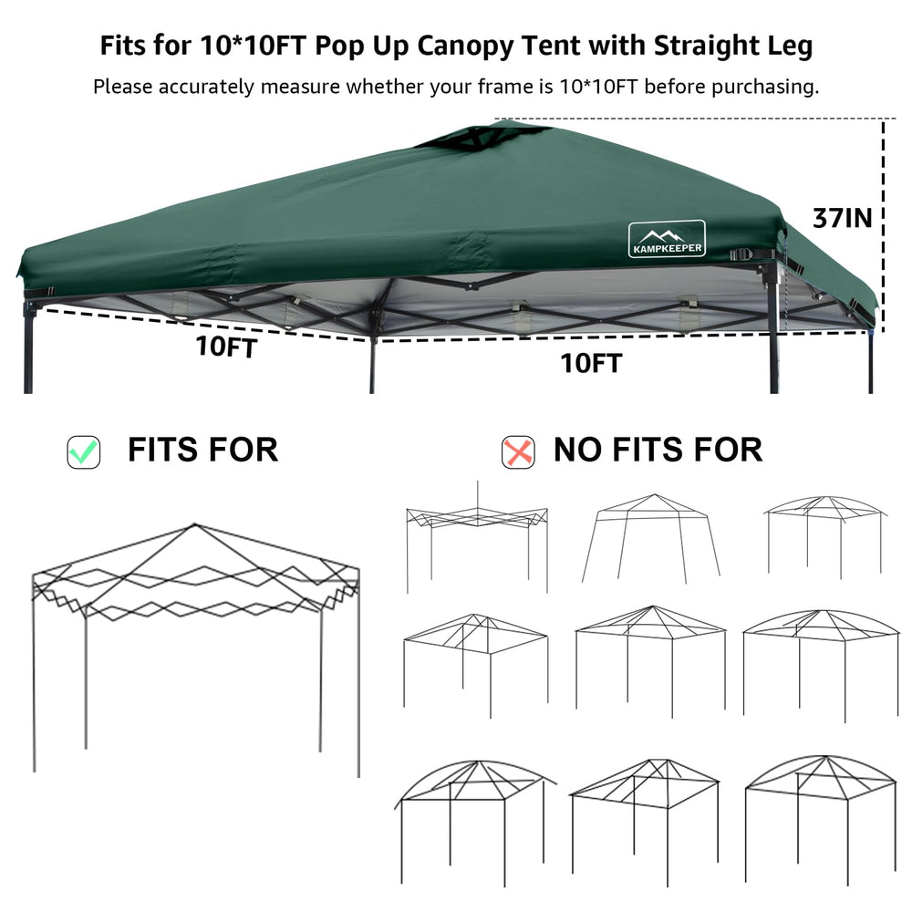 KAMPKEEPER 10x10 Replacement Canopy Tent Cover with velcro tabs