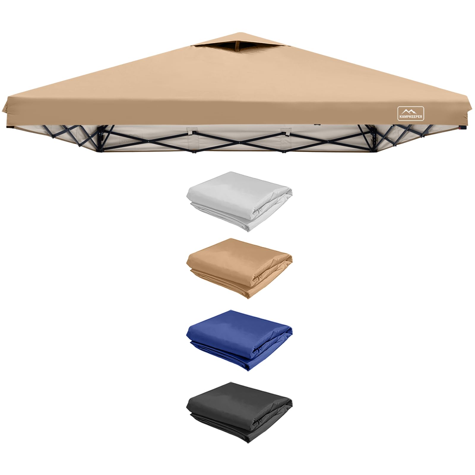 KAMPKEEPER 8x8 Khaki Replacement Canopy Cover front view