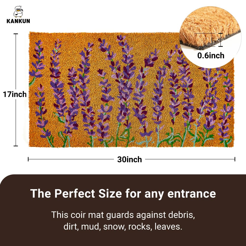 KANKUN Coco Coir Door Mat in a garden setting