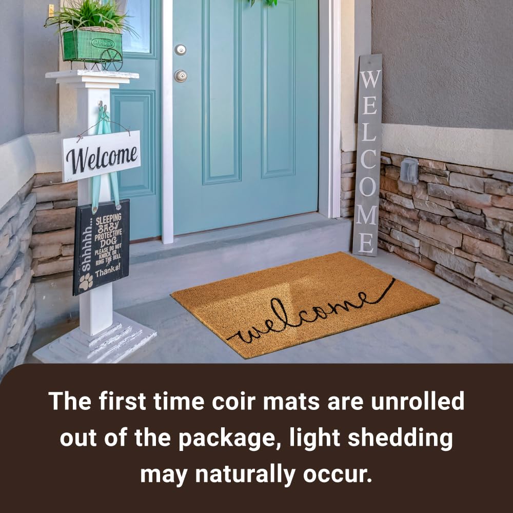 KANKUN Coco Coir Door Mat in a garden setting
