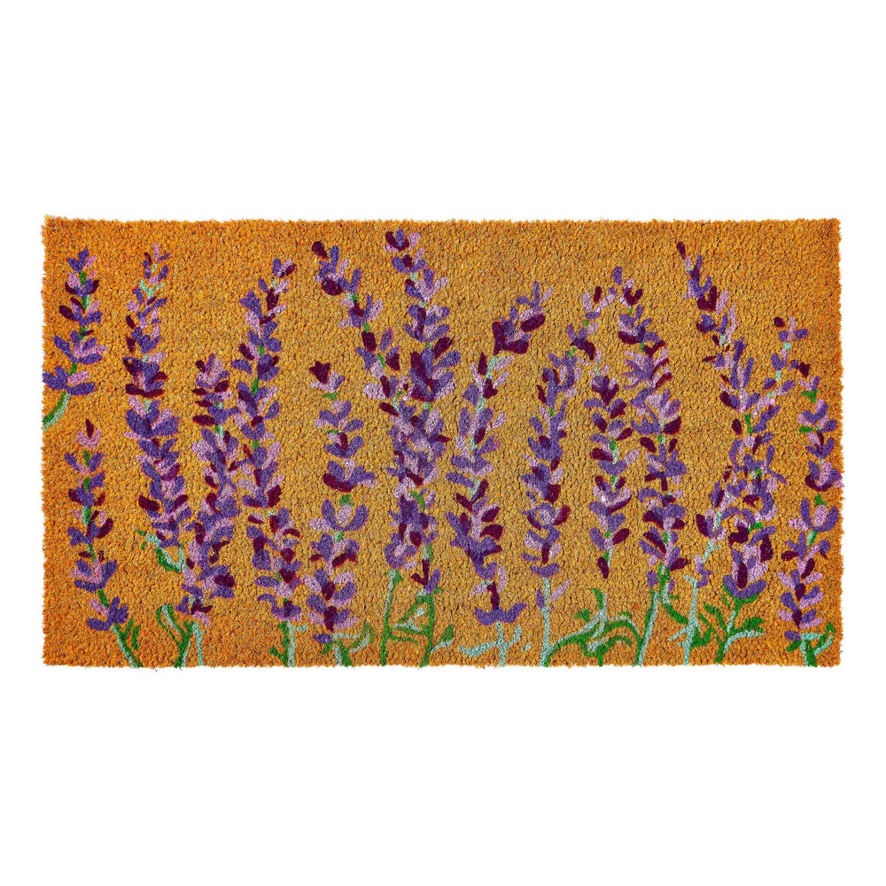 KANKUN Coco Coir Door Mat Lavender Floral front view