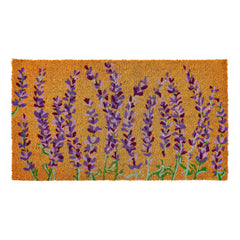 KANKUN Coco Coir Door Mat Lavender Floral front view