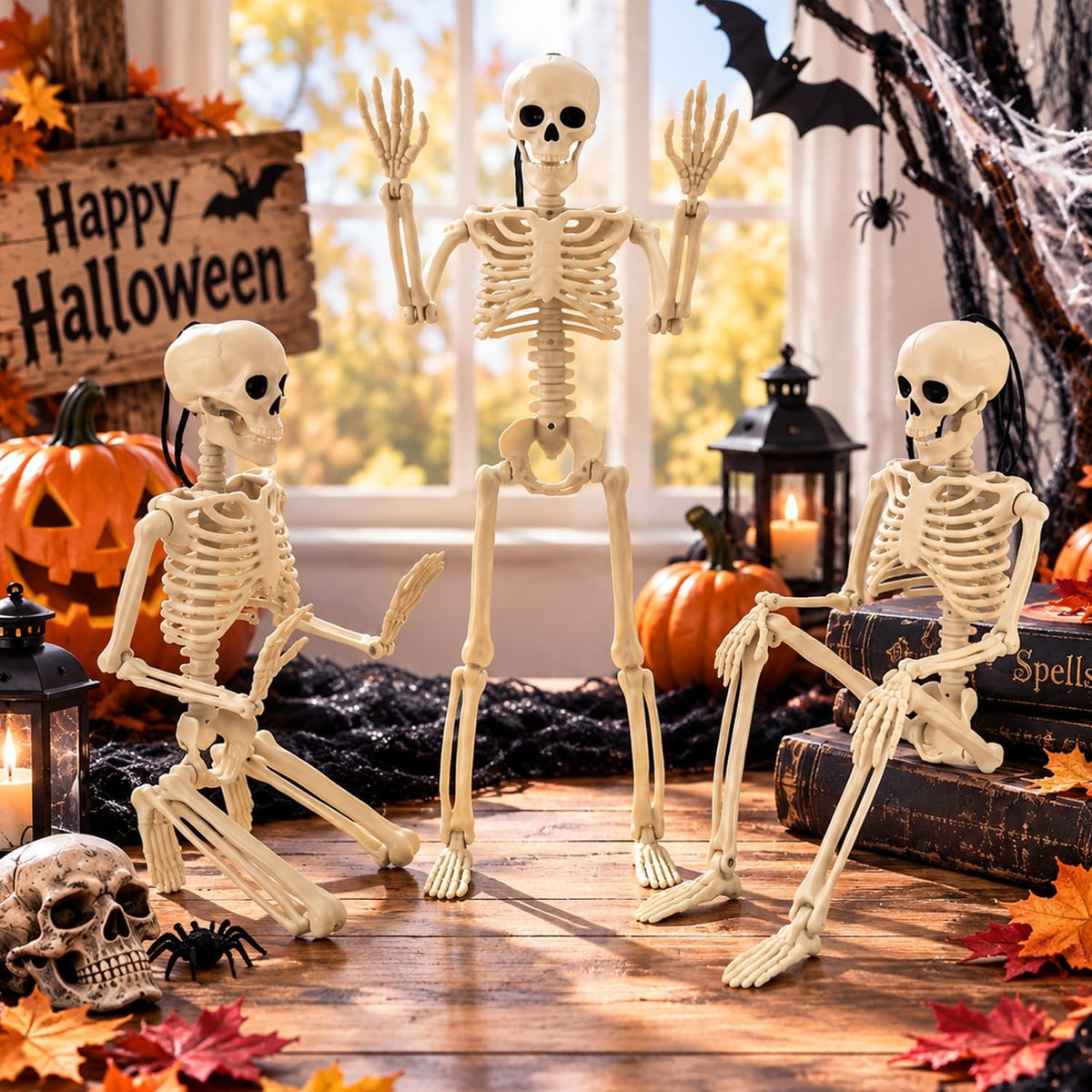Kannove 4 Pack Halloween Skeletons, front view