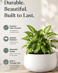 Kante 11-inch white concrete planter side view
