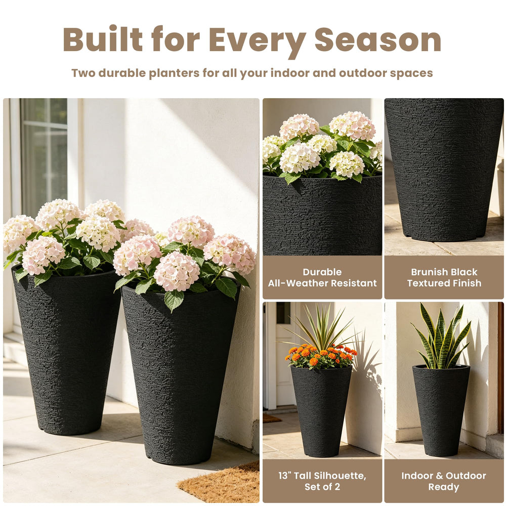 Kante 13" H Planters with removable inner pot