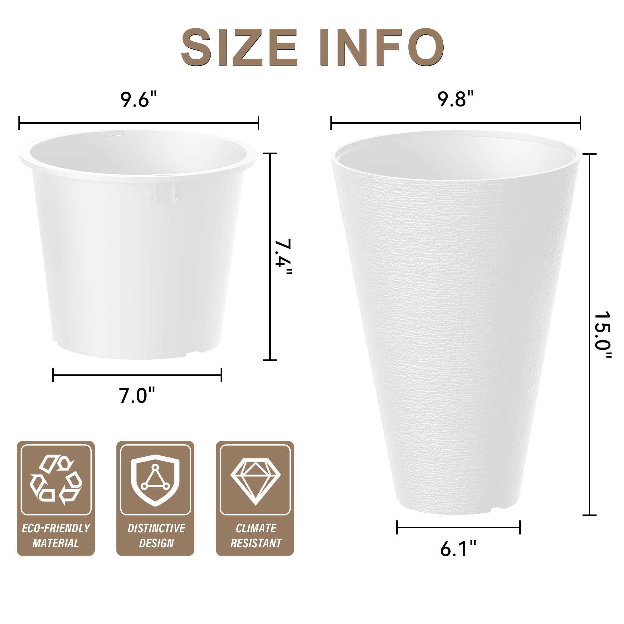 Kante 15-inch tall planter side view