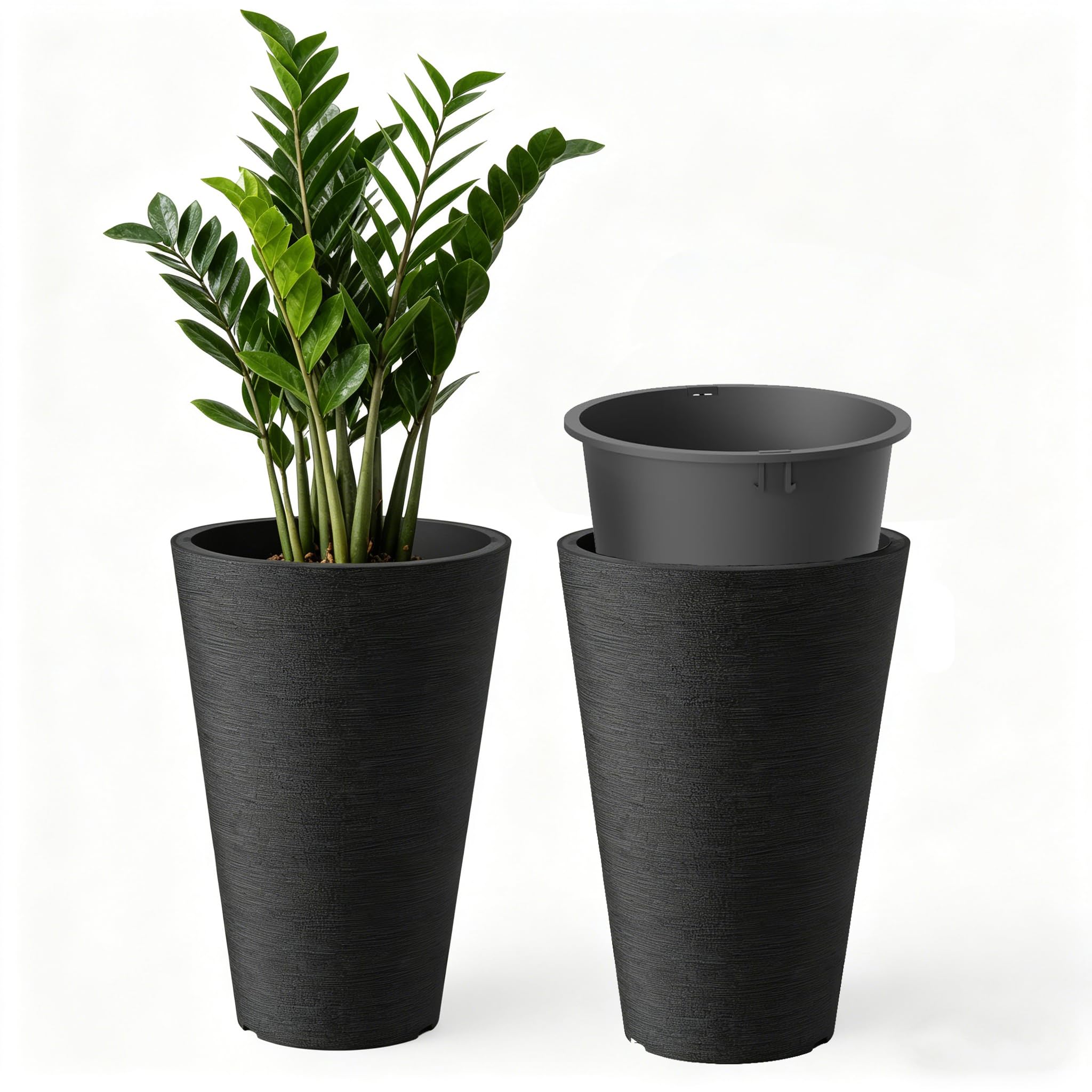 Kante 2-Pack Round Planters 13" H Brunish Black front view