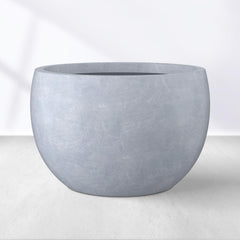 Kante Round Bowl Concrete Planter front view with gray finish