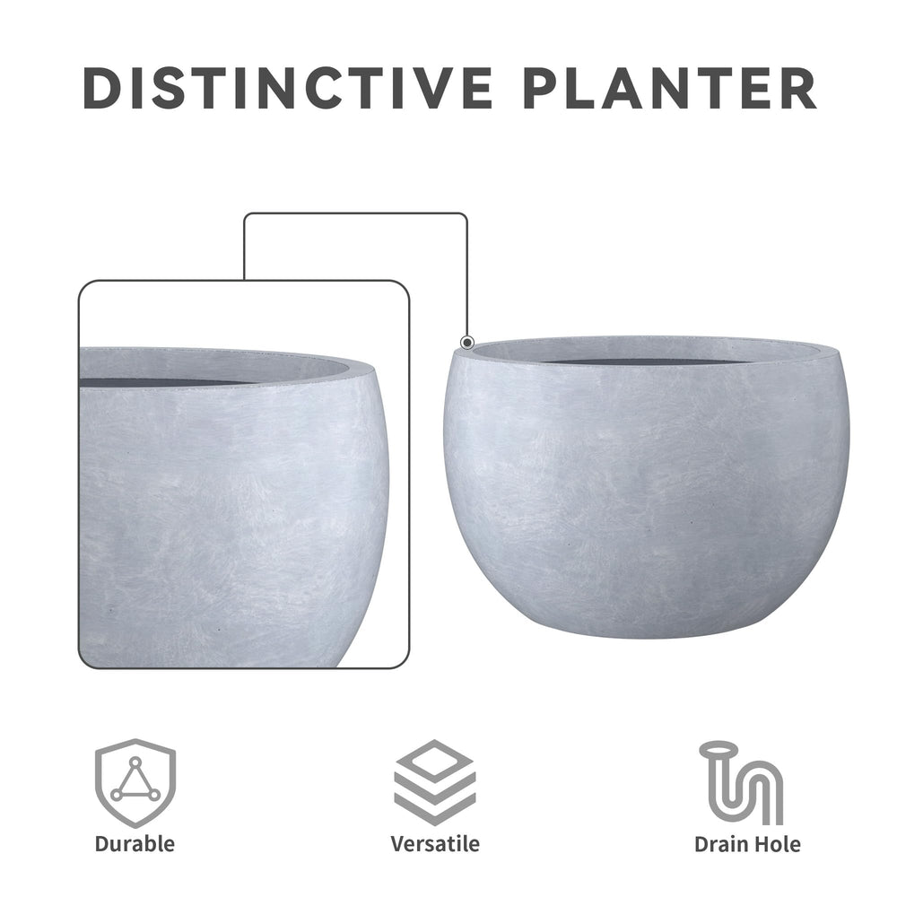 Kante Round Bowl Concrete Planter in garden setting