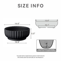 Kante Round Concrete Planter side view showcasing fluted surface