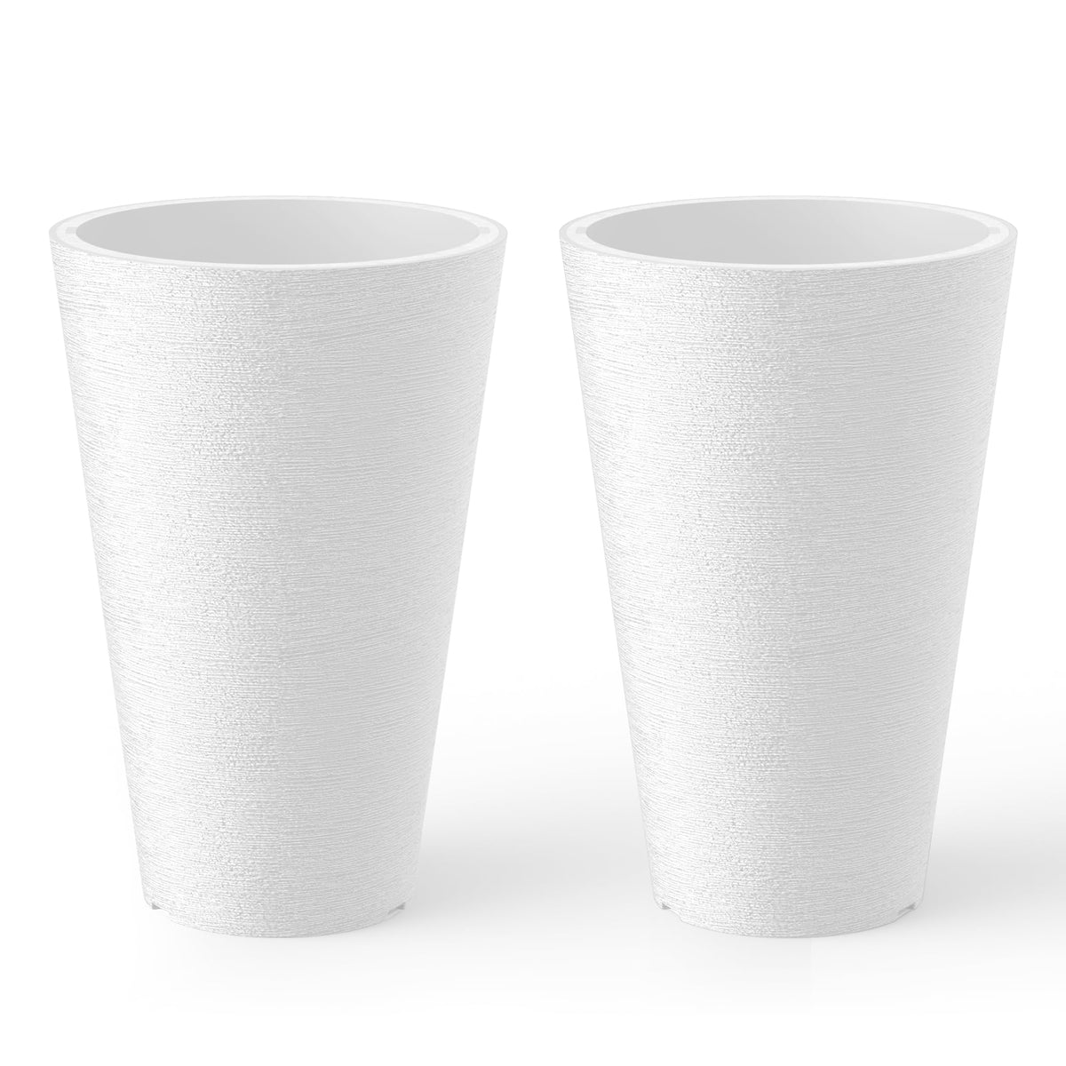 Kante set of 2 white round planters front view