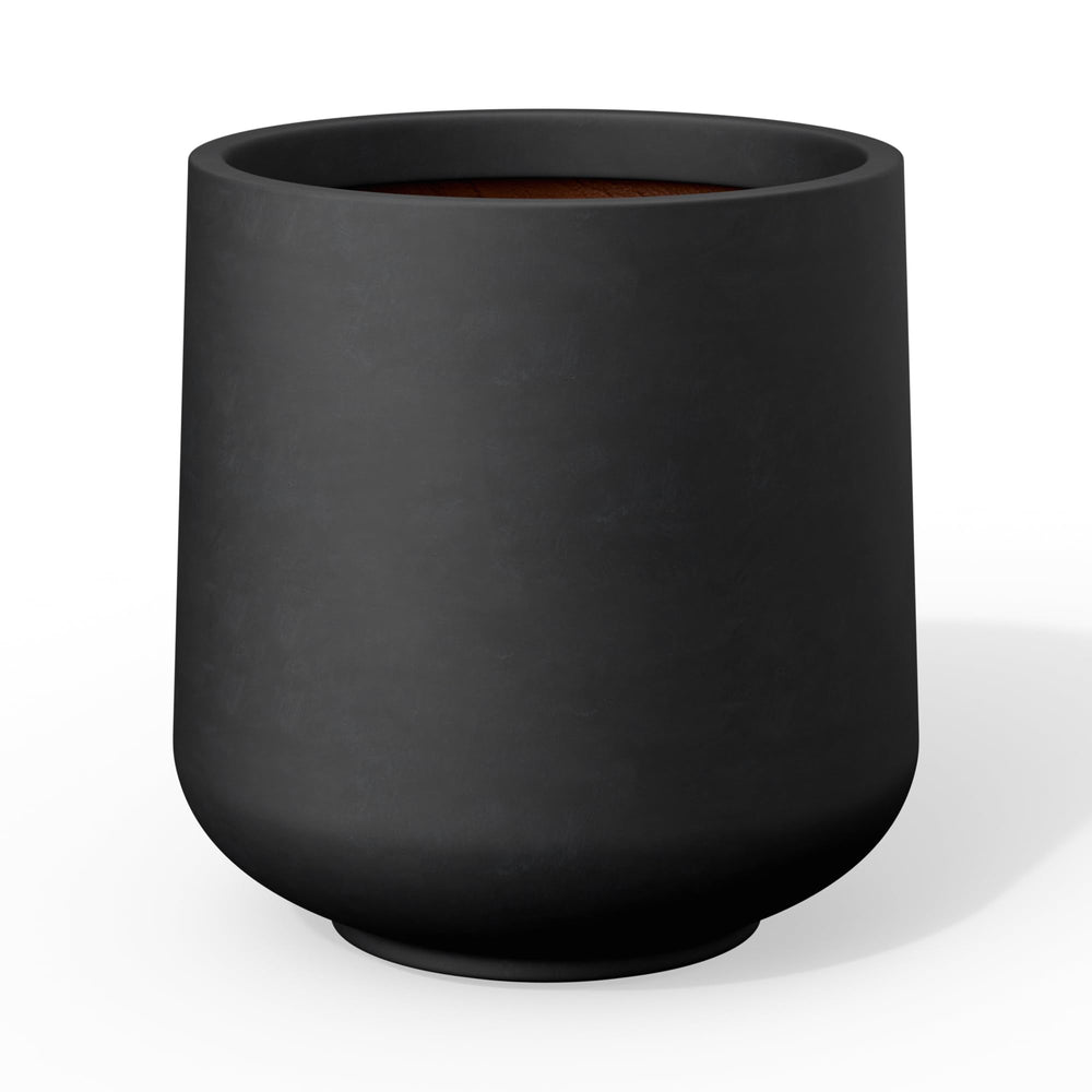 Kante Small Round Black Concrete Planter front view