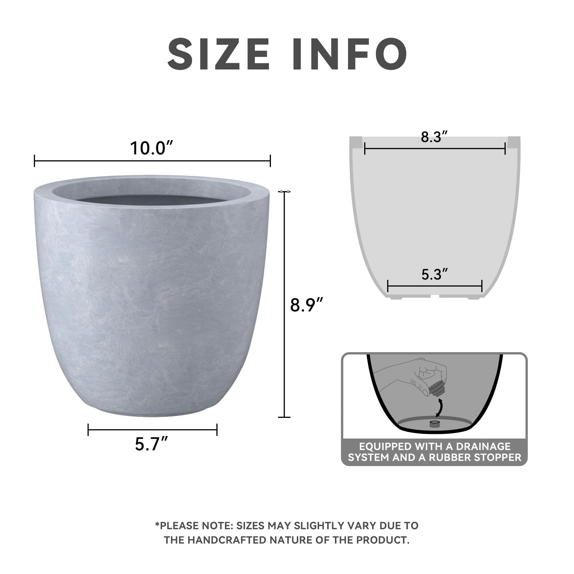 Kante Small Round Bowl Concrete Planter side view showing texture