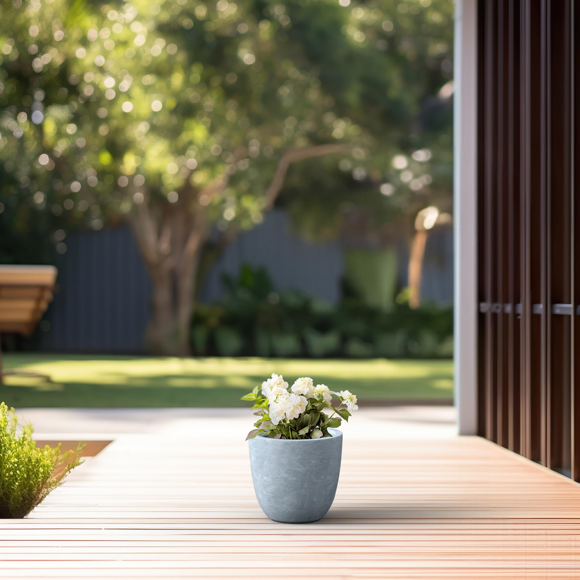 Kante Small Round Bowl Concrete Planter with rubber plug included