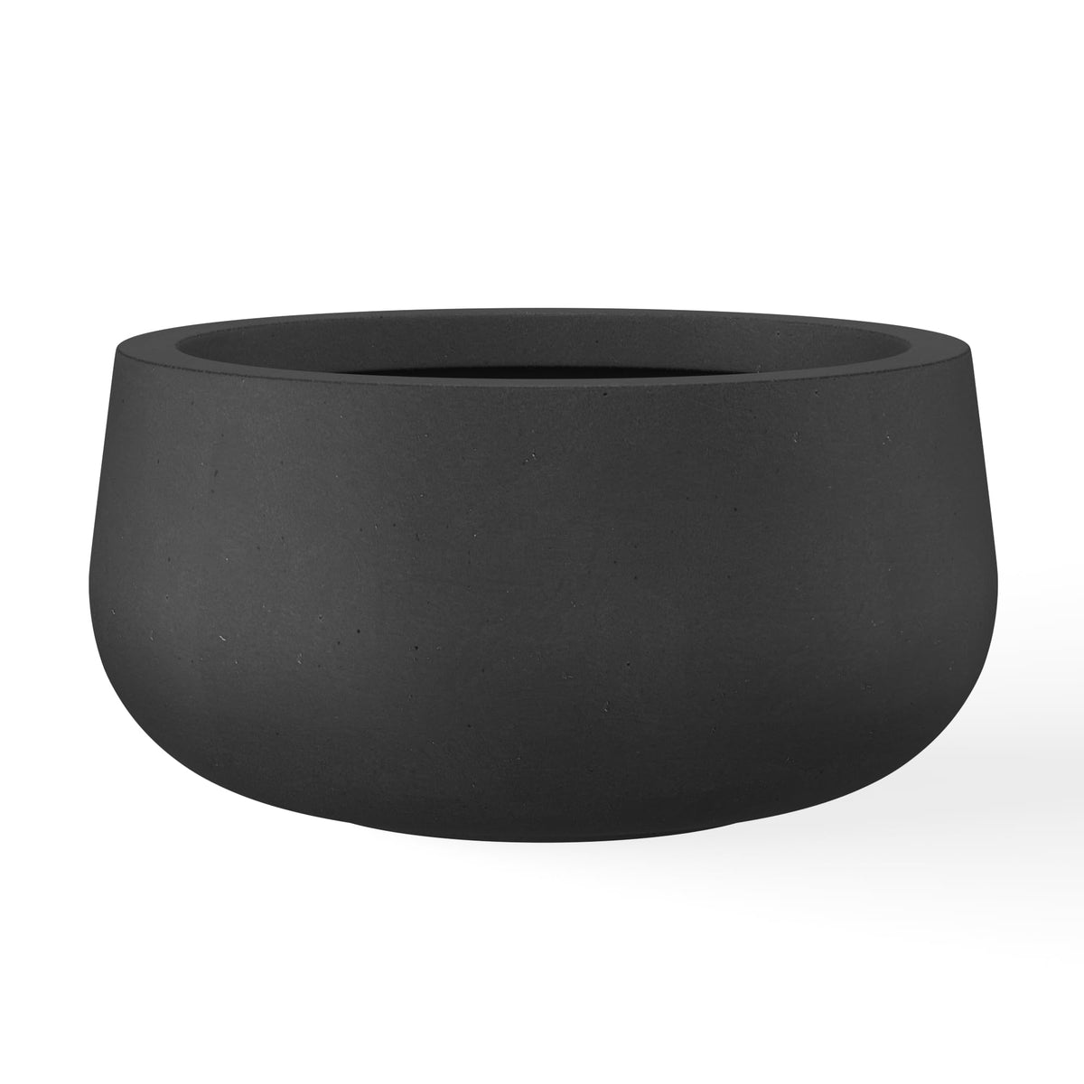 Kante Small Round Bowl Planter black concrete front view