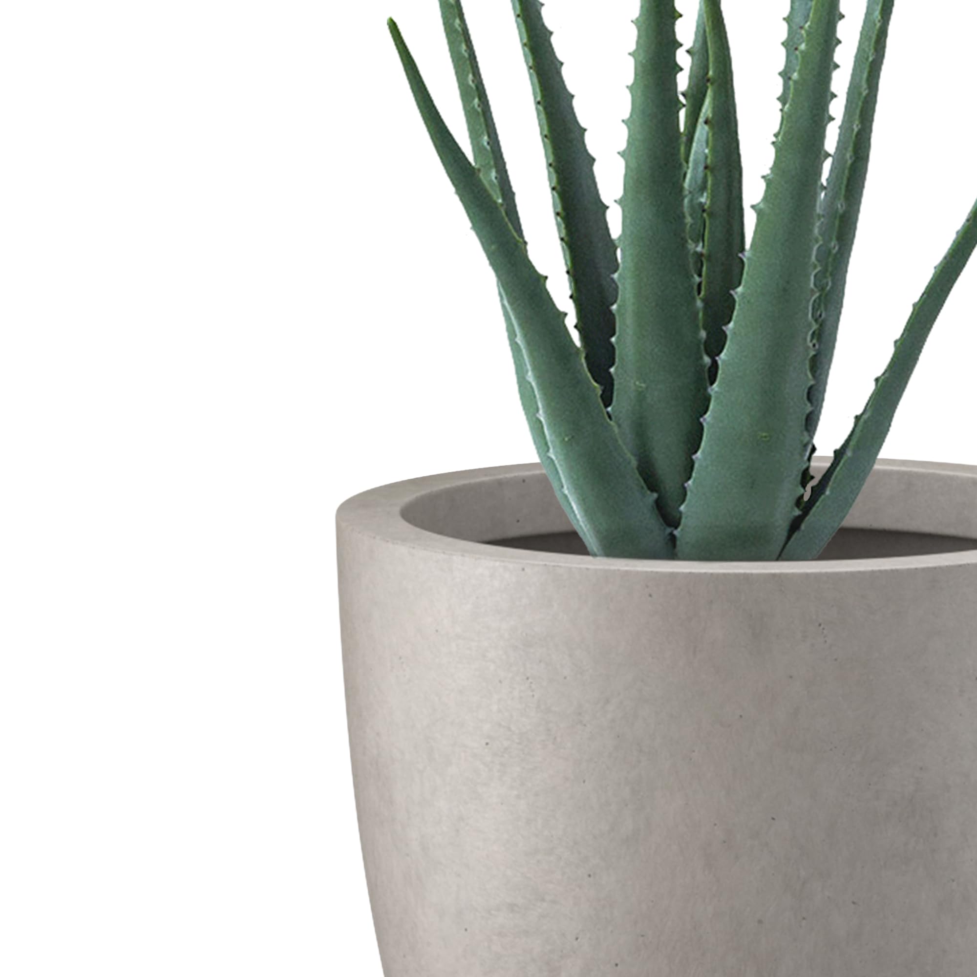 Kante Weathered Concrete Planter indoors with decorative plants