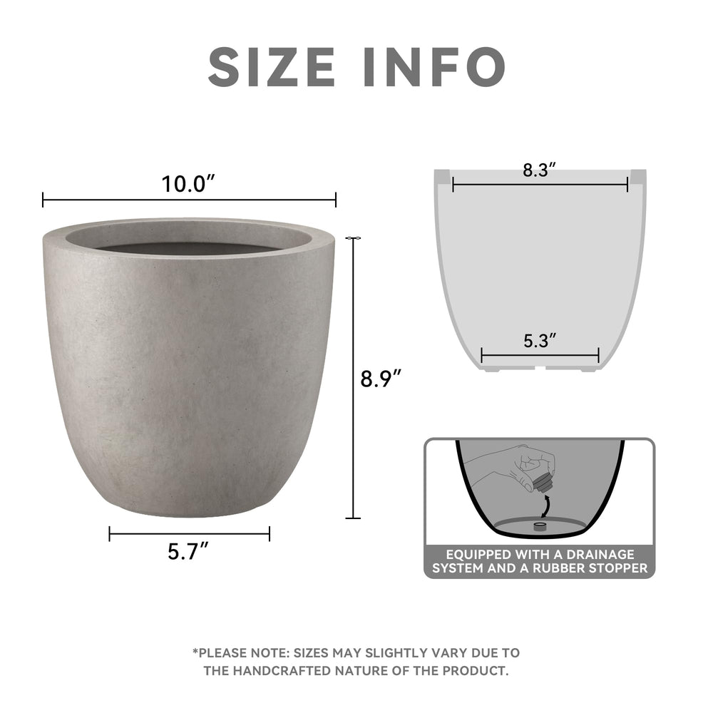 Kante Weathered Concrete Planter side view showcasing its round shape