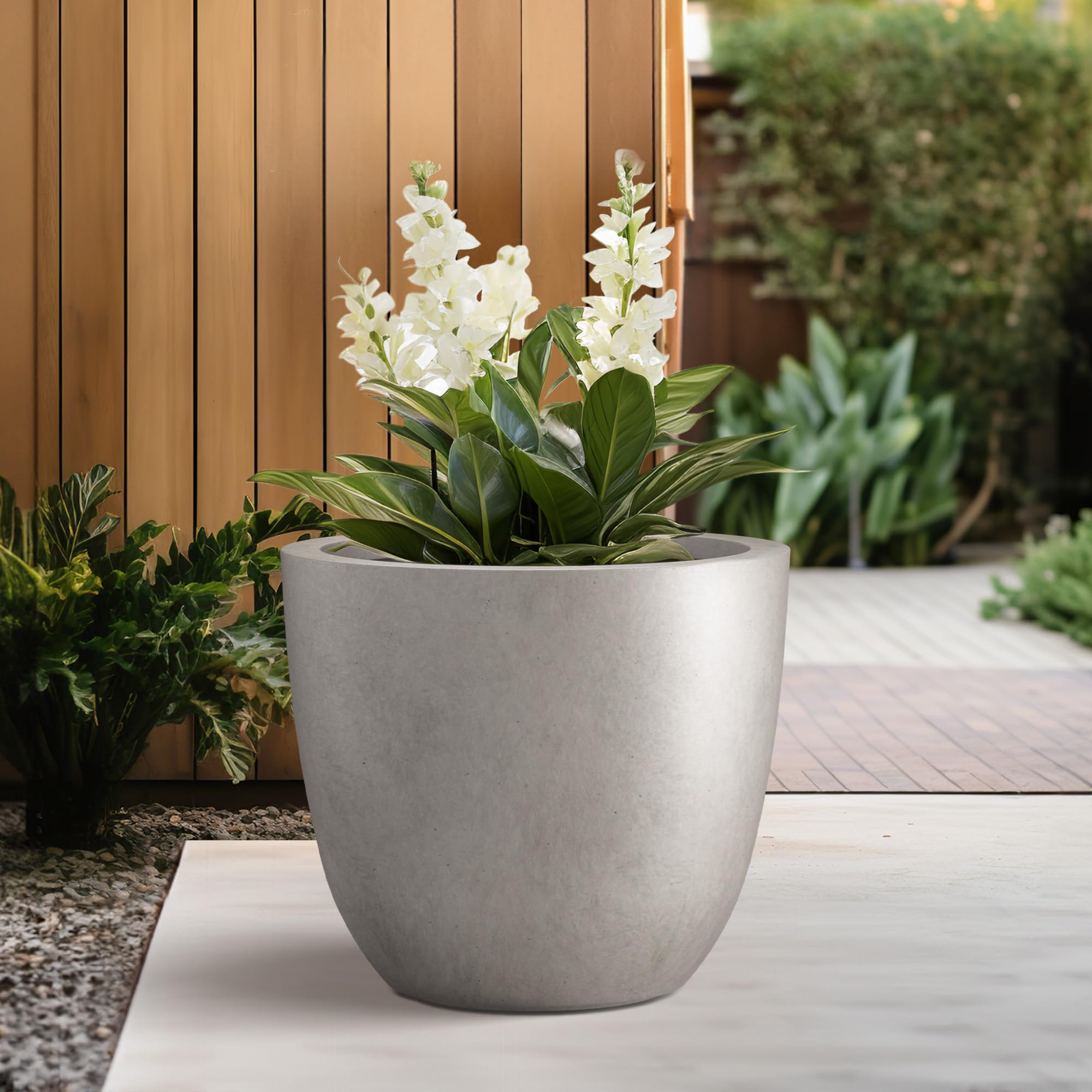 Kante Weathered Concrete Planter with rubber plug for drainage