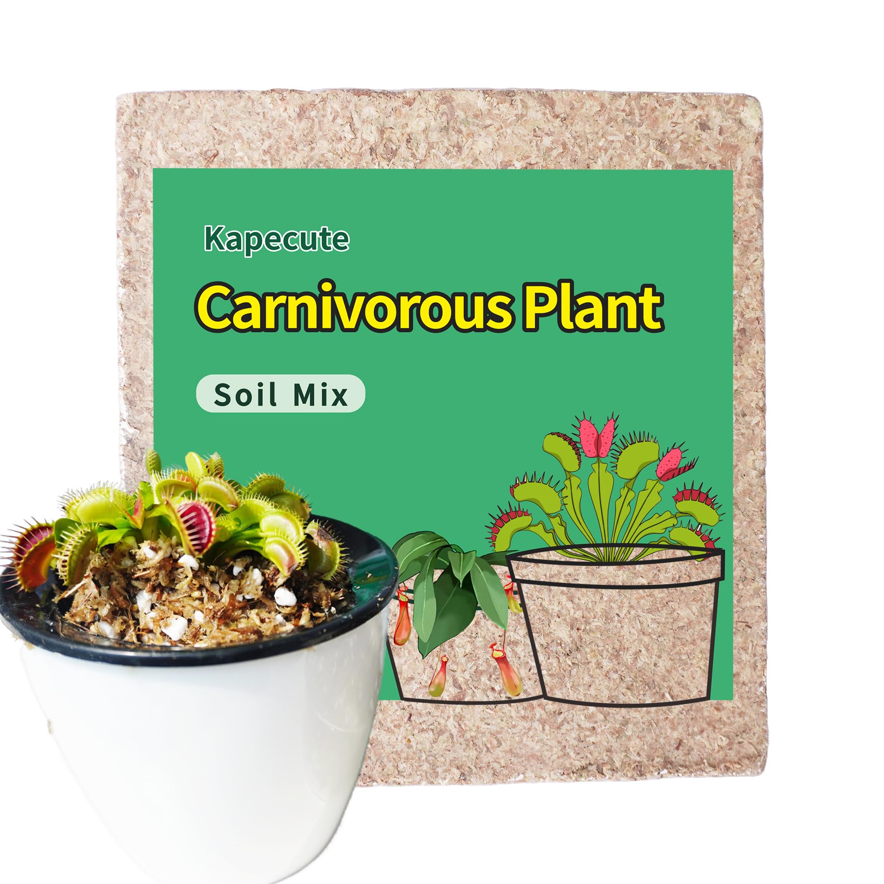 Kapecute Carnivorous Plant Soil Mix front view, 2 quarts packaging