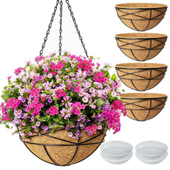 Karlliu 14 Inch black hanging basket with coco liner