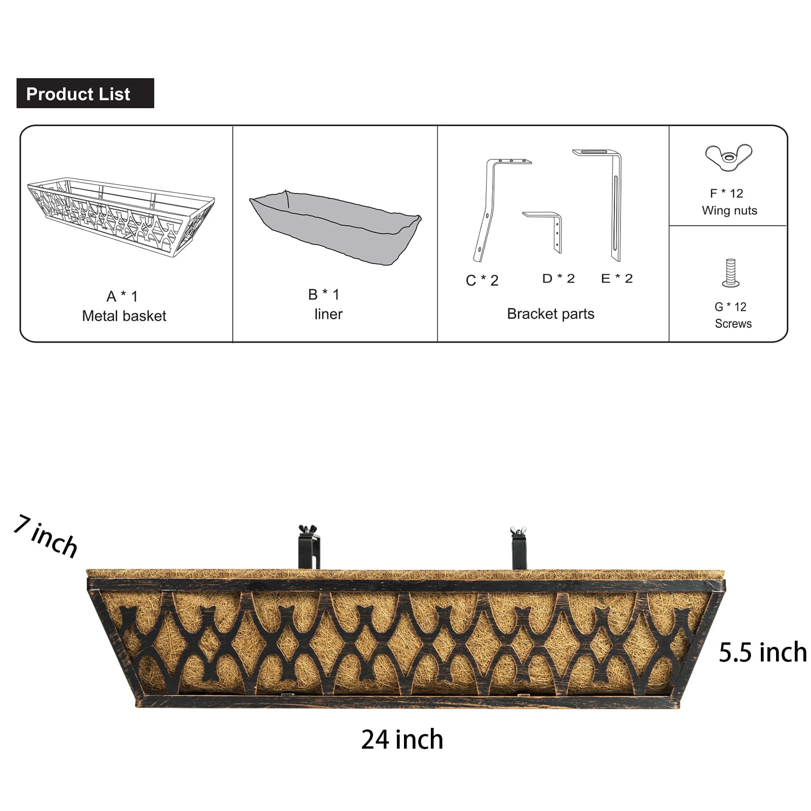 Karlliu 24 inch window box planters set of two