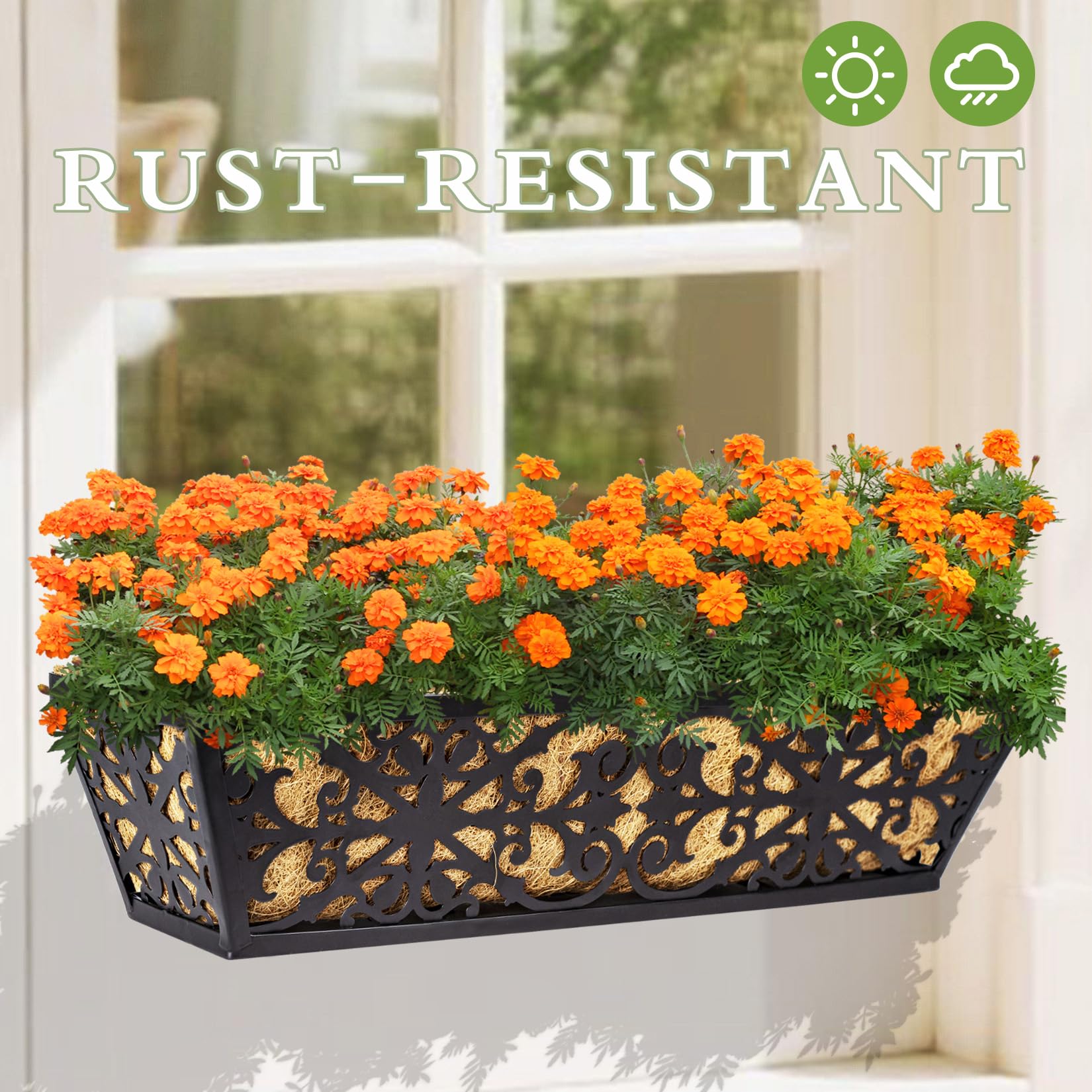 Karlliu 24 Inch Window Boxes with vibrant flowers