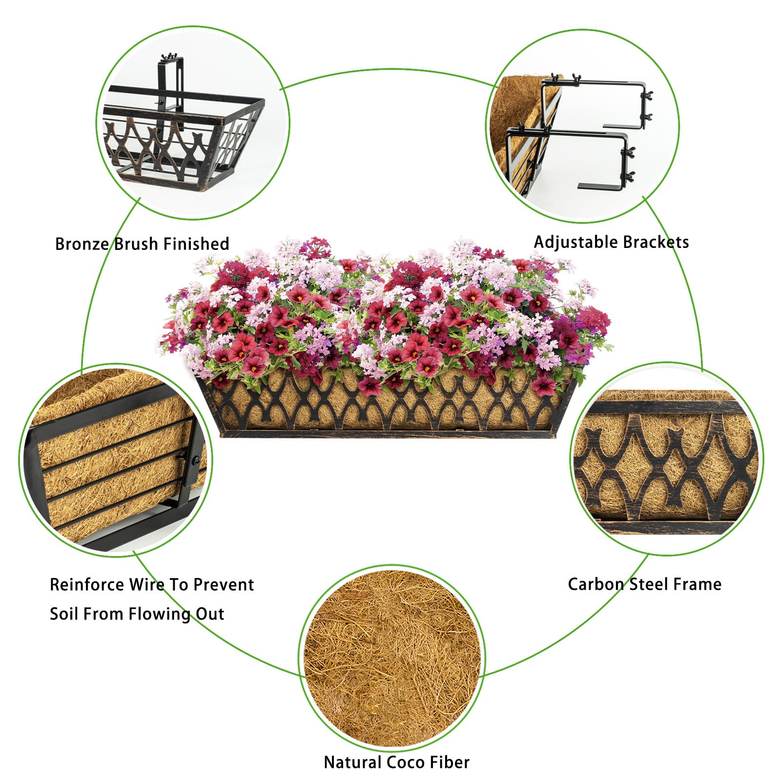 Karlliu adjustable brackets for window box planters