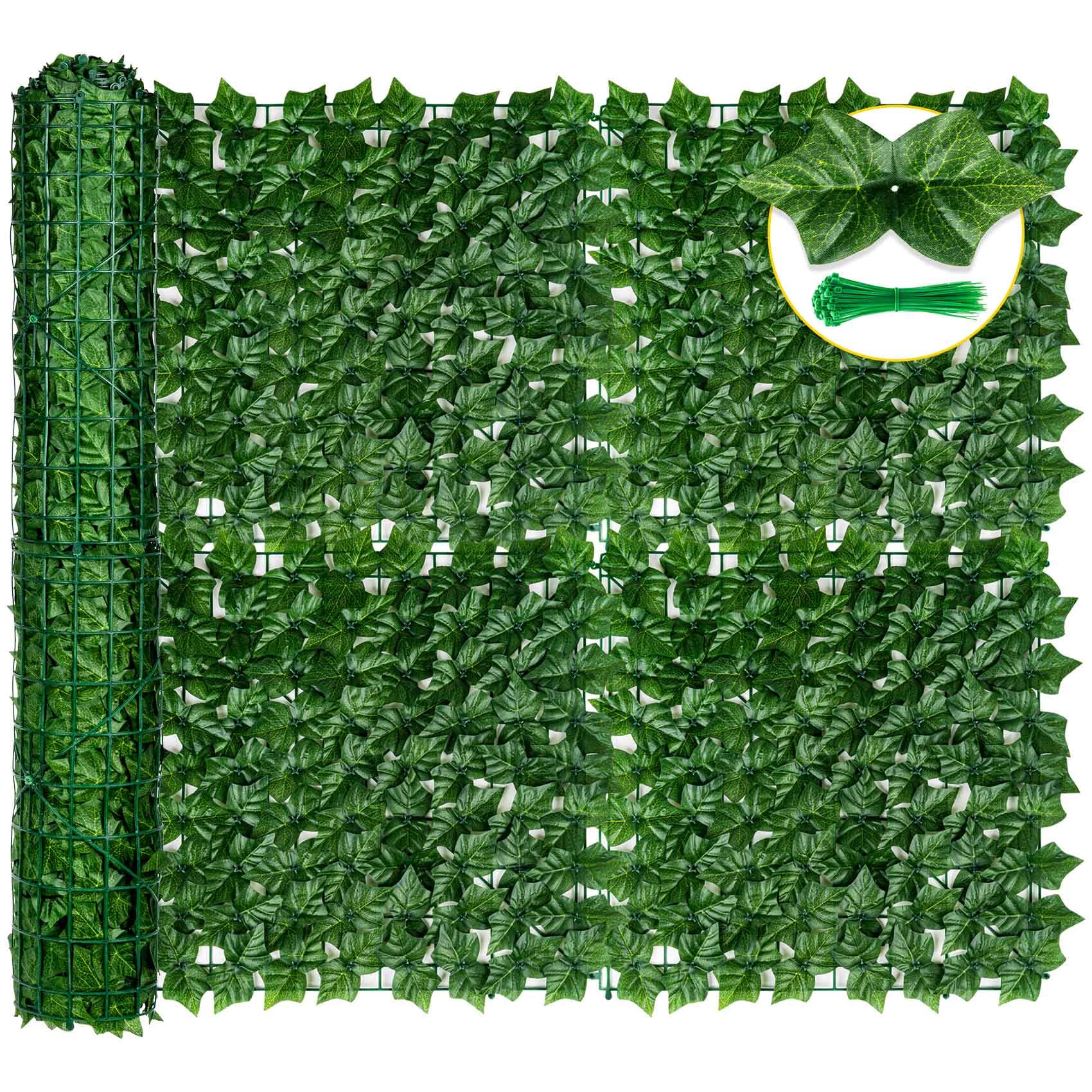 KASZOO 120" × 40" Artificial Ivy Privacy Fence Screen front view