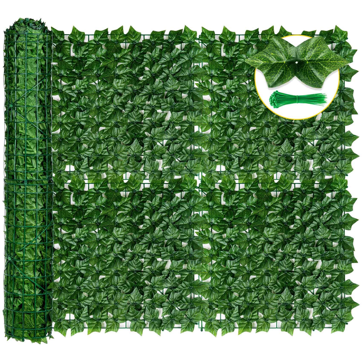 KASZOO 120" × 40" Artificial Ivy Privacy Fence Screen front view