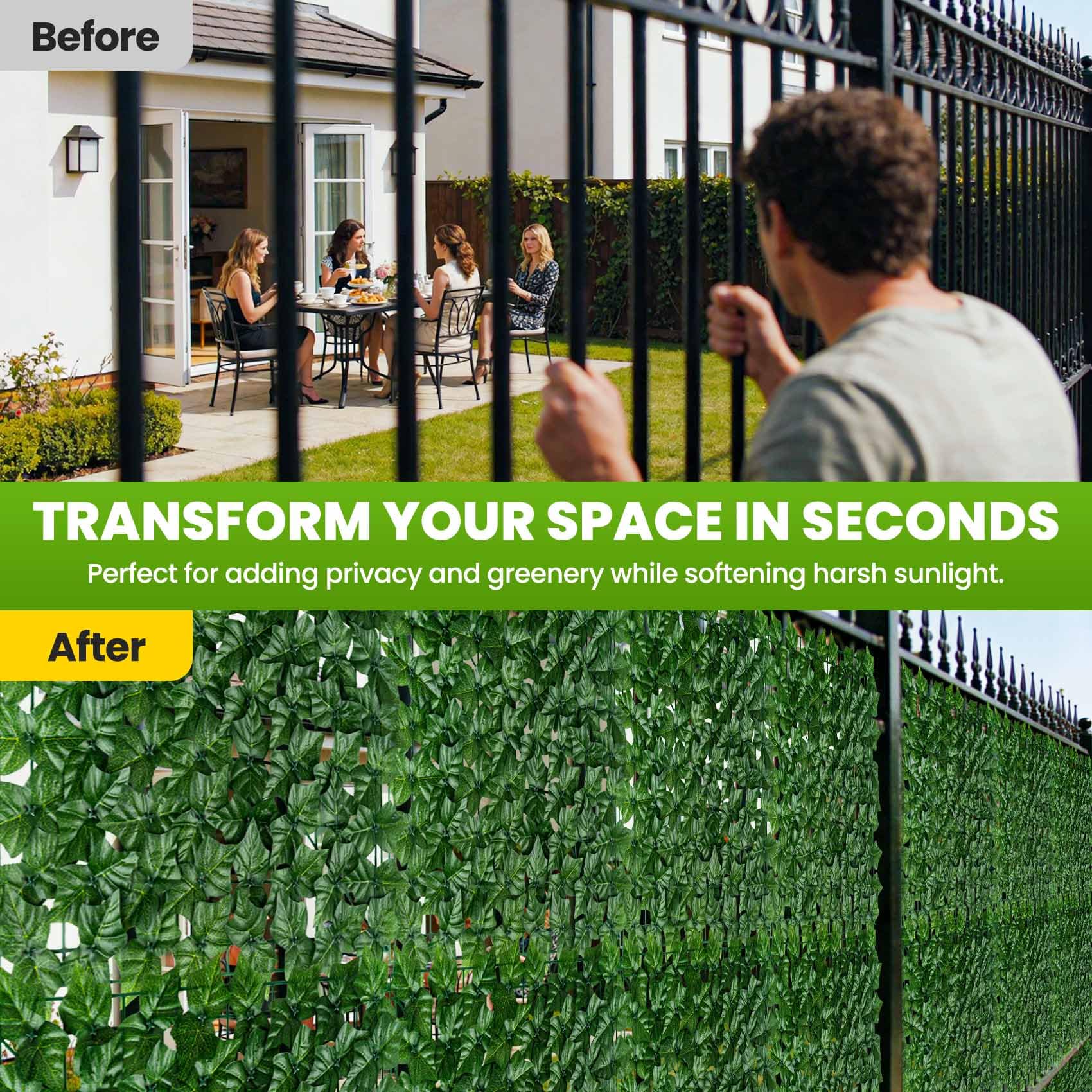 KASZOO artificial ivy fence in a garden setting