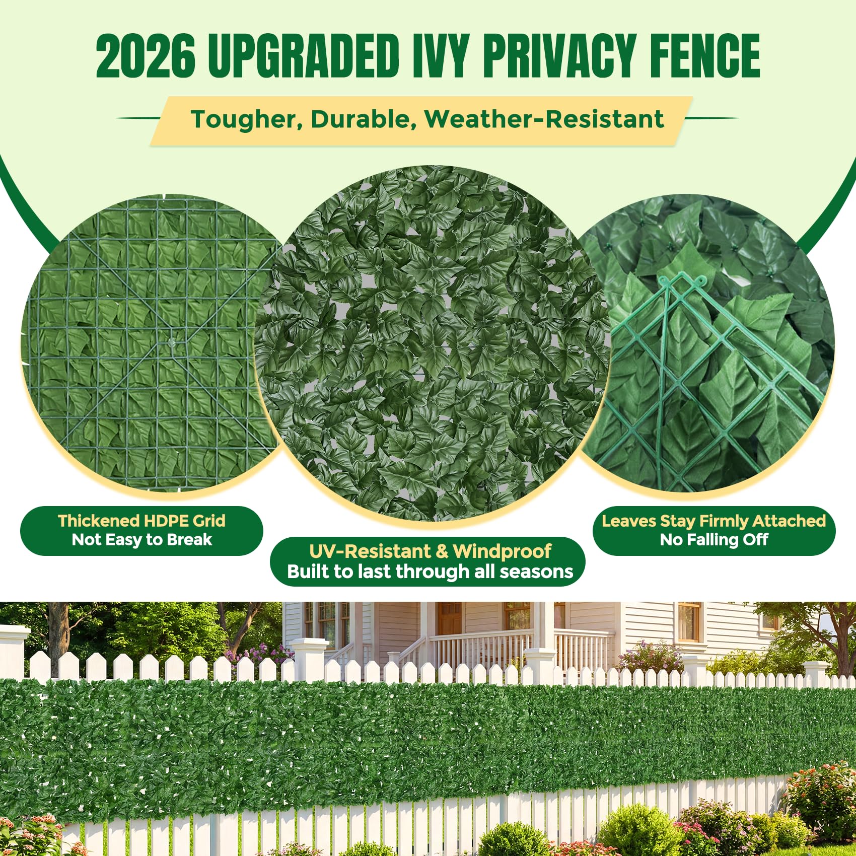 KASZOO Artificial Ivy Privacy Fence installed on balcony
