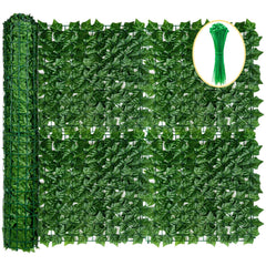 KASZOO artificial ivy privacy fence screen front view with green maple leaves