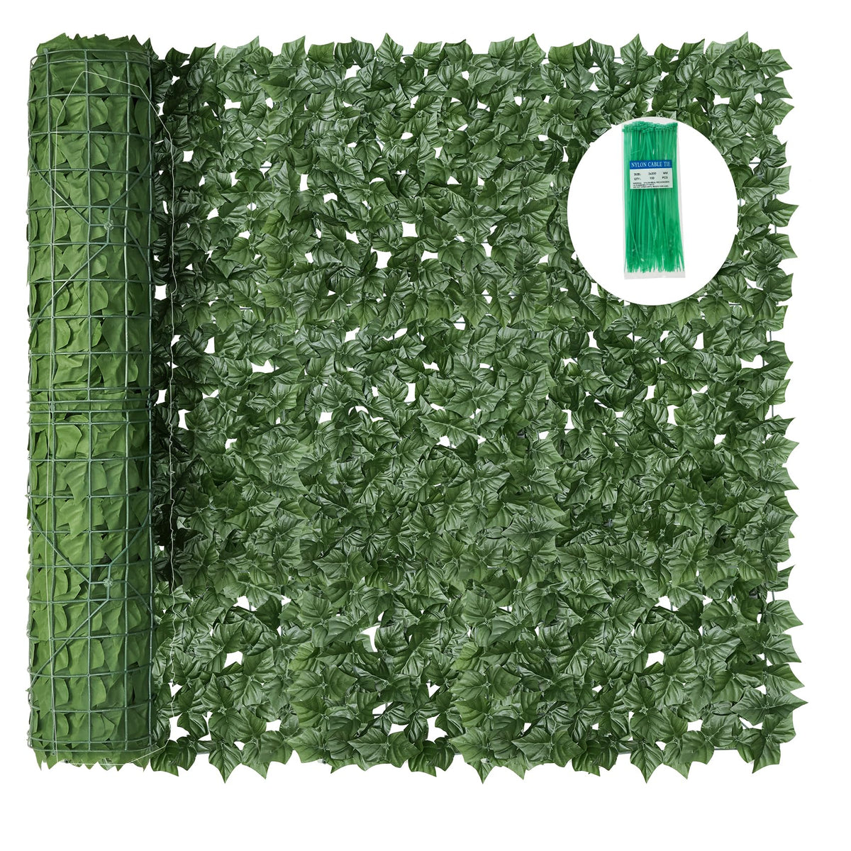 KASZOO Artificial Ivy Privacy Fence Screen green panel front view