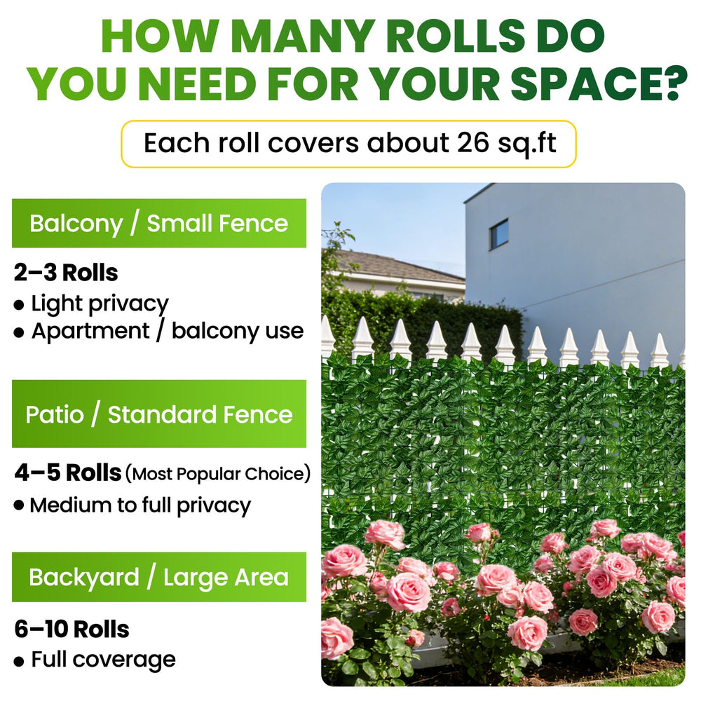 KASZOO artificial ivy privacy fence with zip ties included
