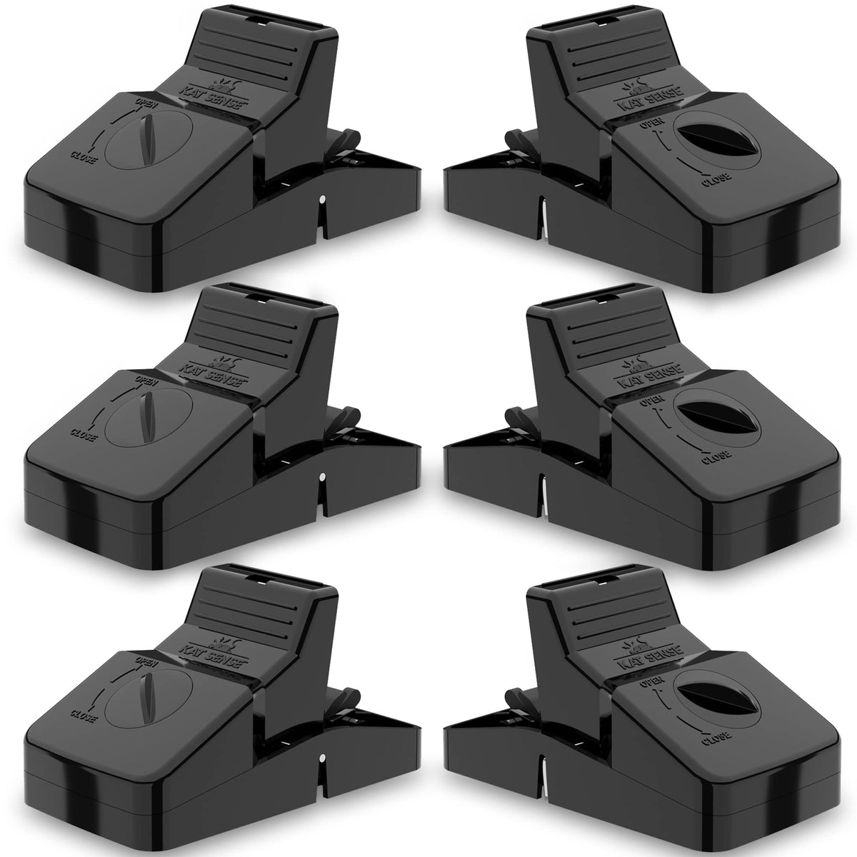 Kat Sense 6-piece rat trap set black with snap design