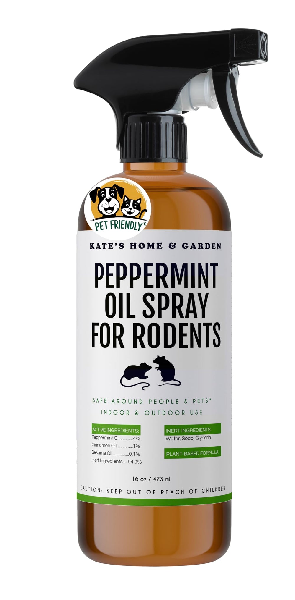 Kate Naturals Peppermint Oil Spray 16oz bottle front view