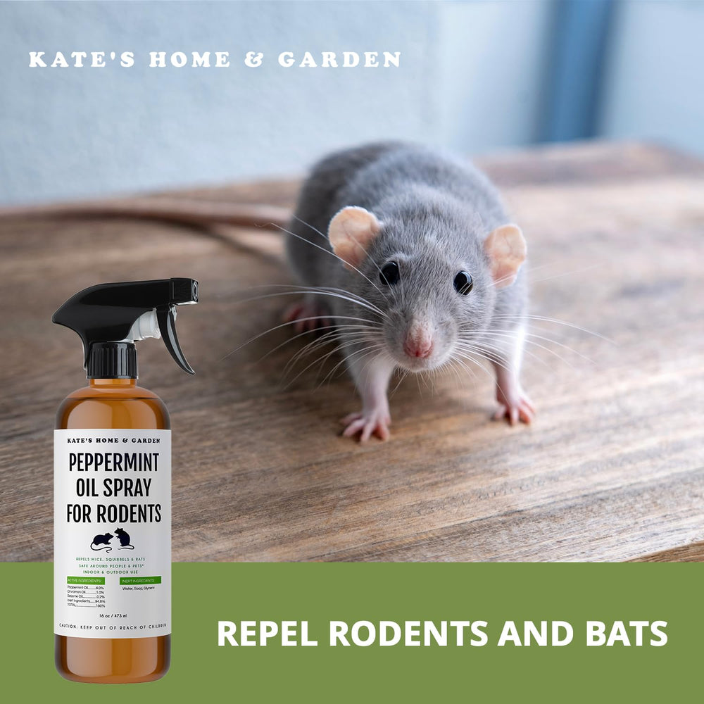 Kate Naturals Peppermint Oil Spray 16oz bottle next to household items