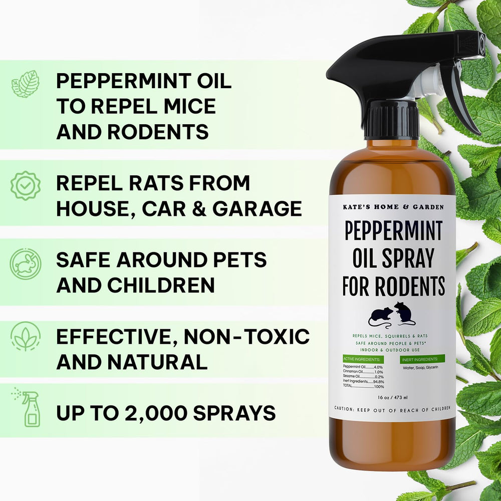Kate Naturals Peppermint Oil Spray 16oz bottle side view