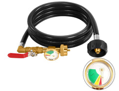 KAVAKARA propane refill adapter 3FT hose with gauge and control valve