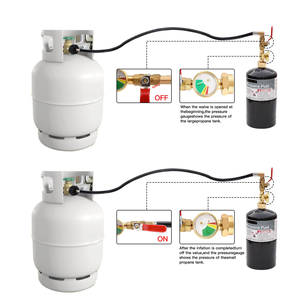 KAVAKARA propane refill adapter with black rubber hose