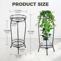 Kavlium 2 Tier Plant Stand side view with plants