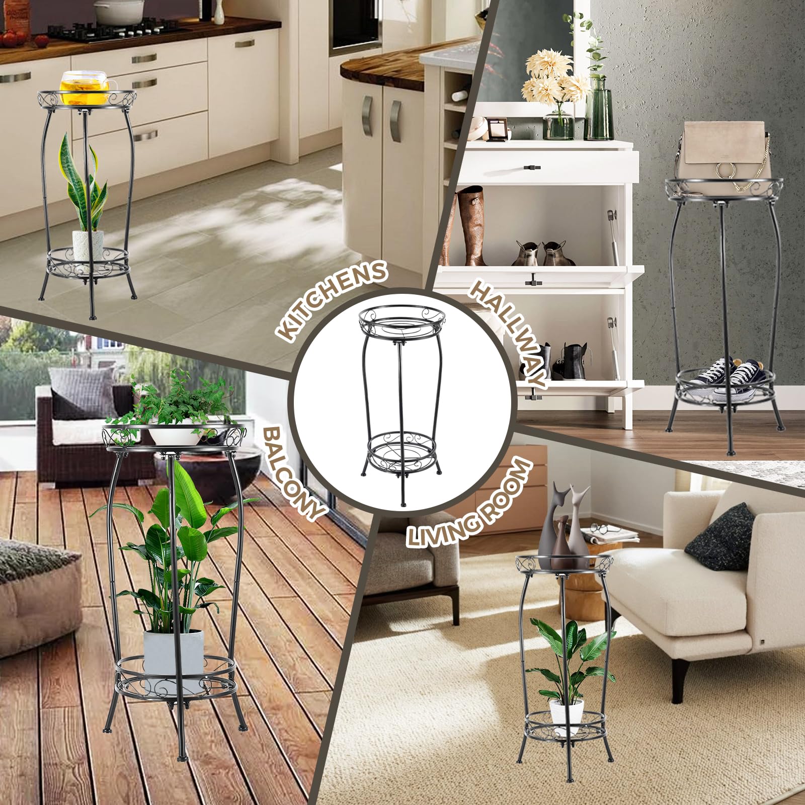 Kavlium Plant Stand black metal finish close-up