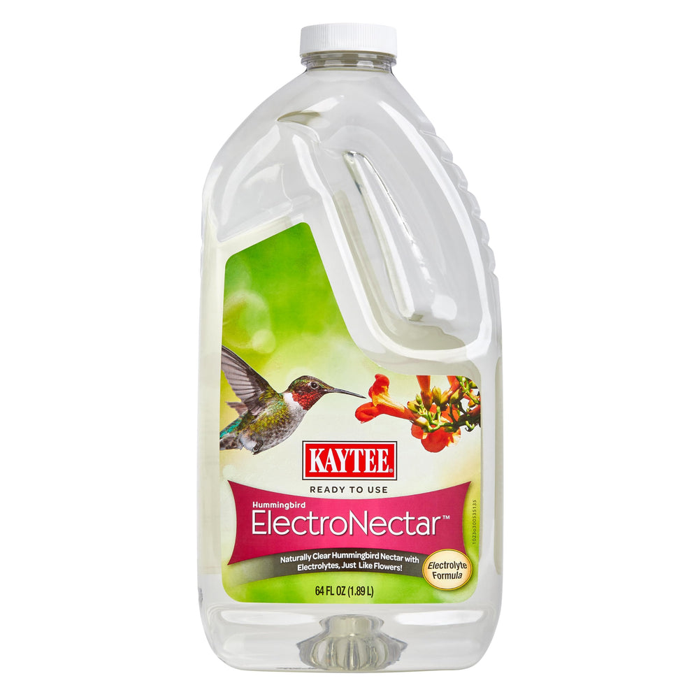 Kaytee Hummingbird ElectroNectar 64 Fl Oz front view with clear liquid