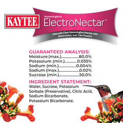 Kaytee Hummingbird ElectroNectar back view showing ingredients