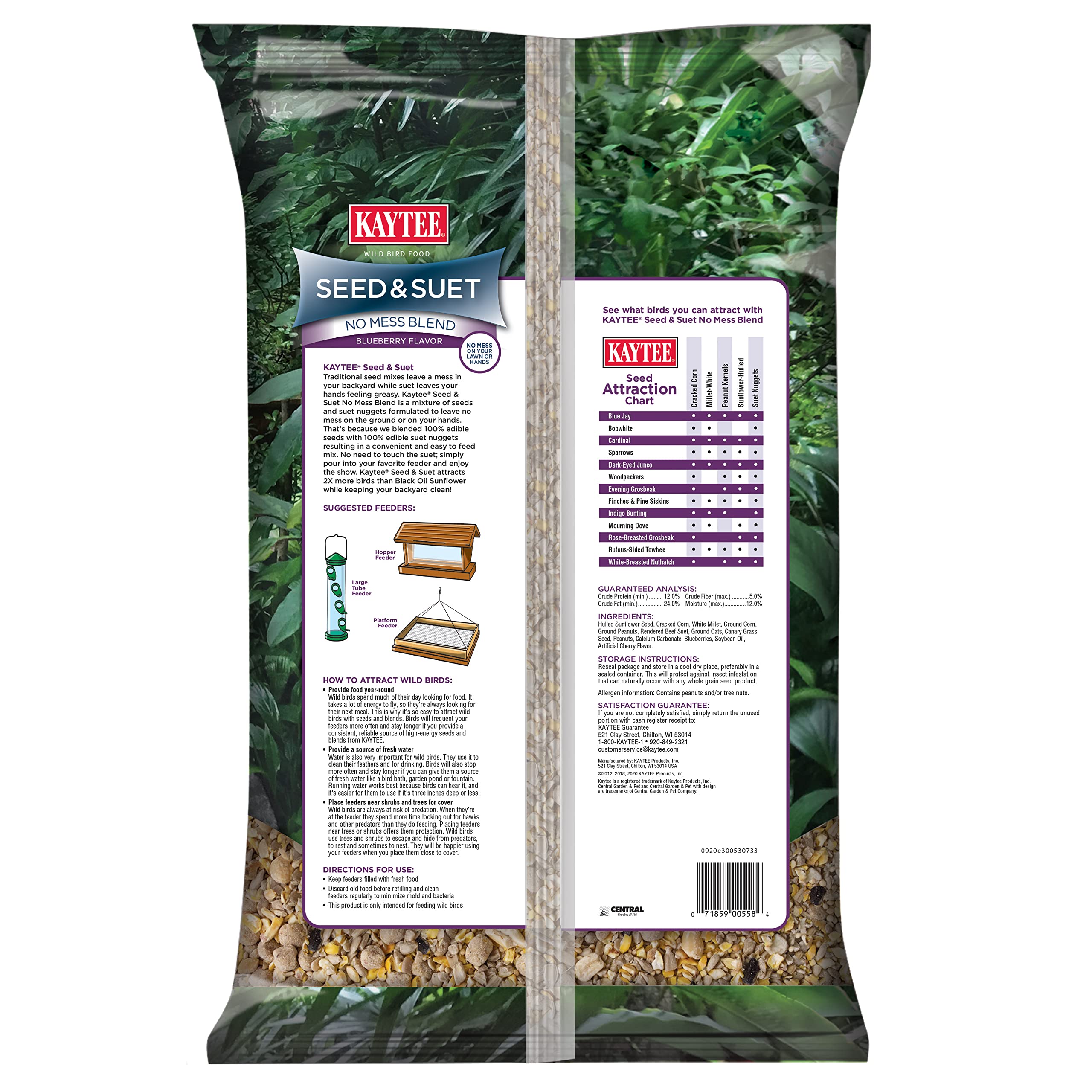 Kaytee Seed & Suet No Mess Blend 10 lbs packaging side view