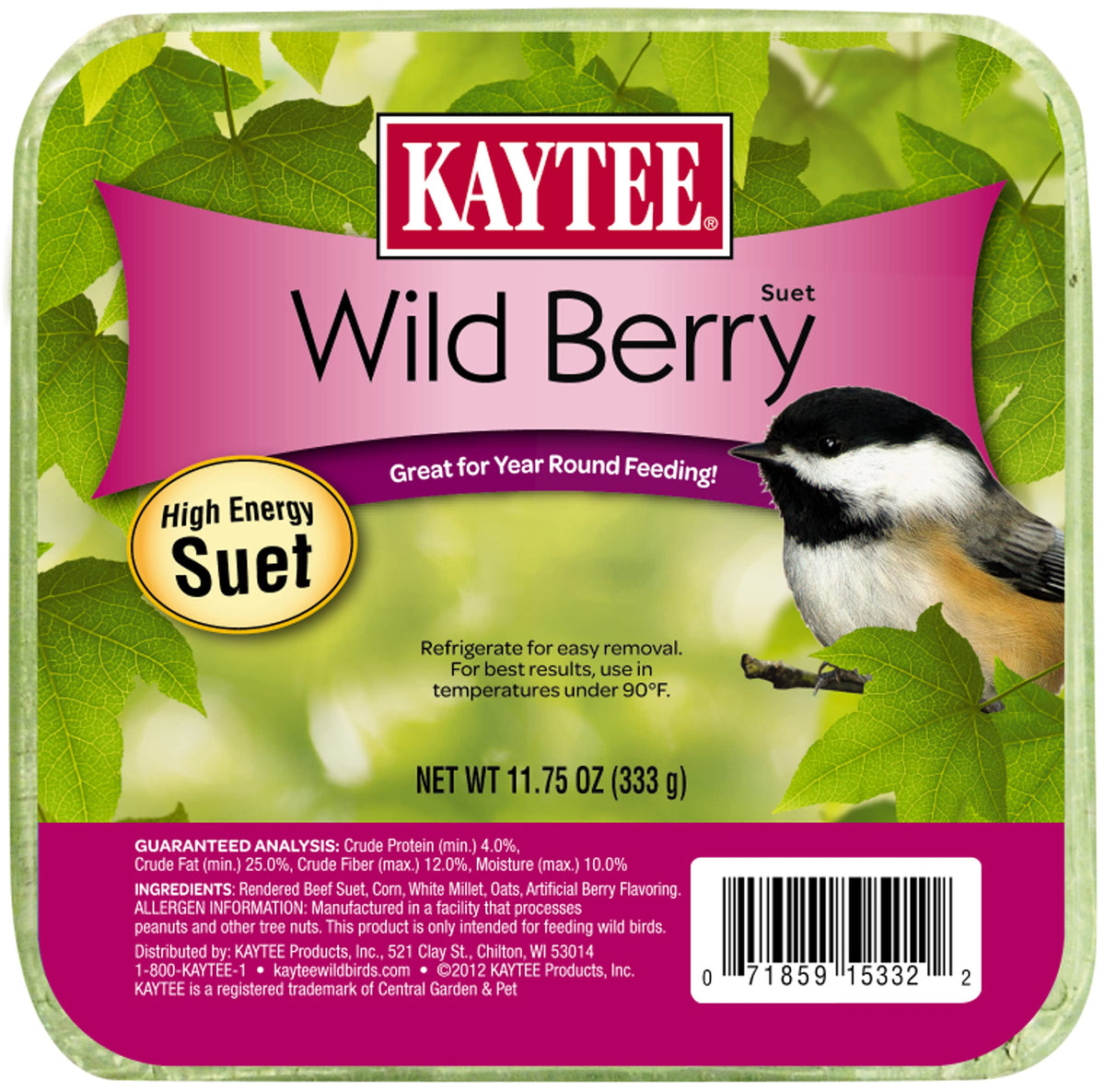 Kaytee Wild Berry Mini Suet 11.75 oz front view