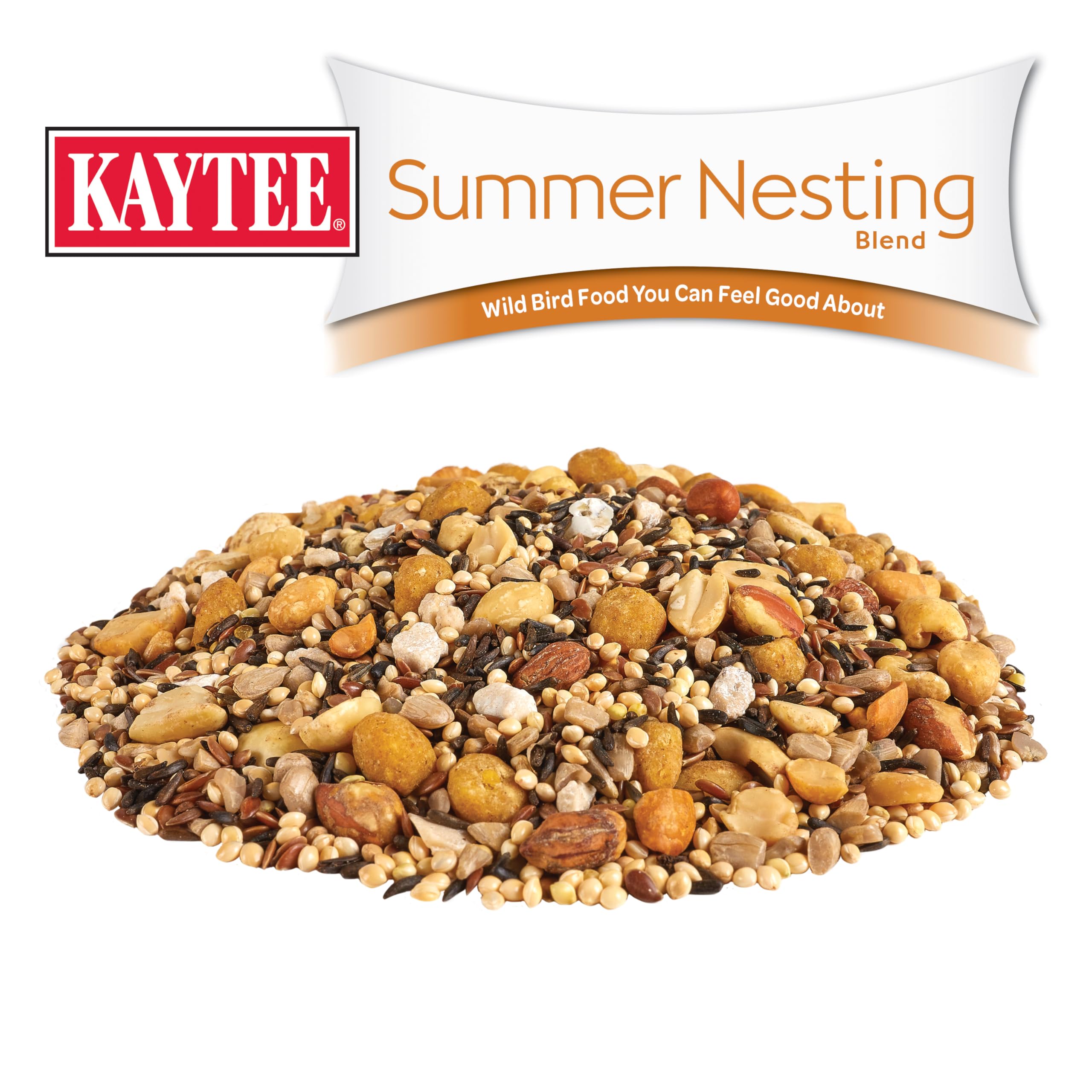 Kaytee Wild Bird Food Summer Nesting Seed Blend in a bird feeder
