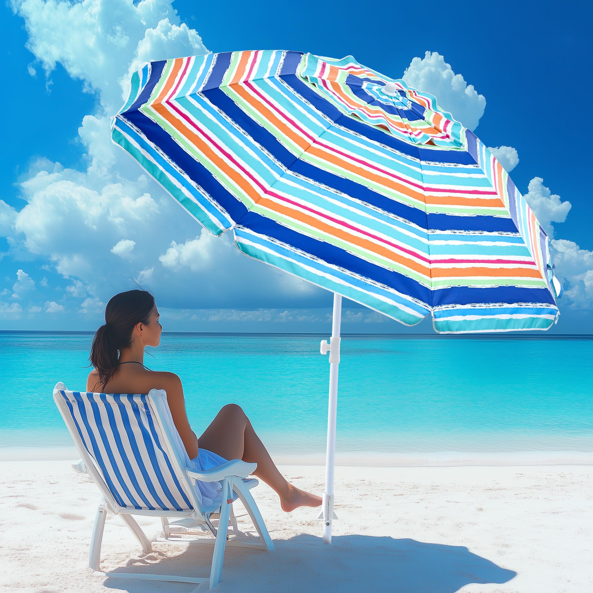 Kbrellaoutlets Beach Umbrella in a garden setting
