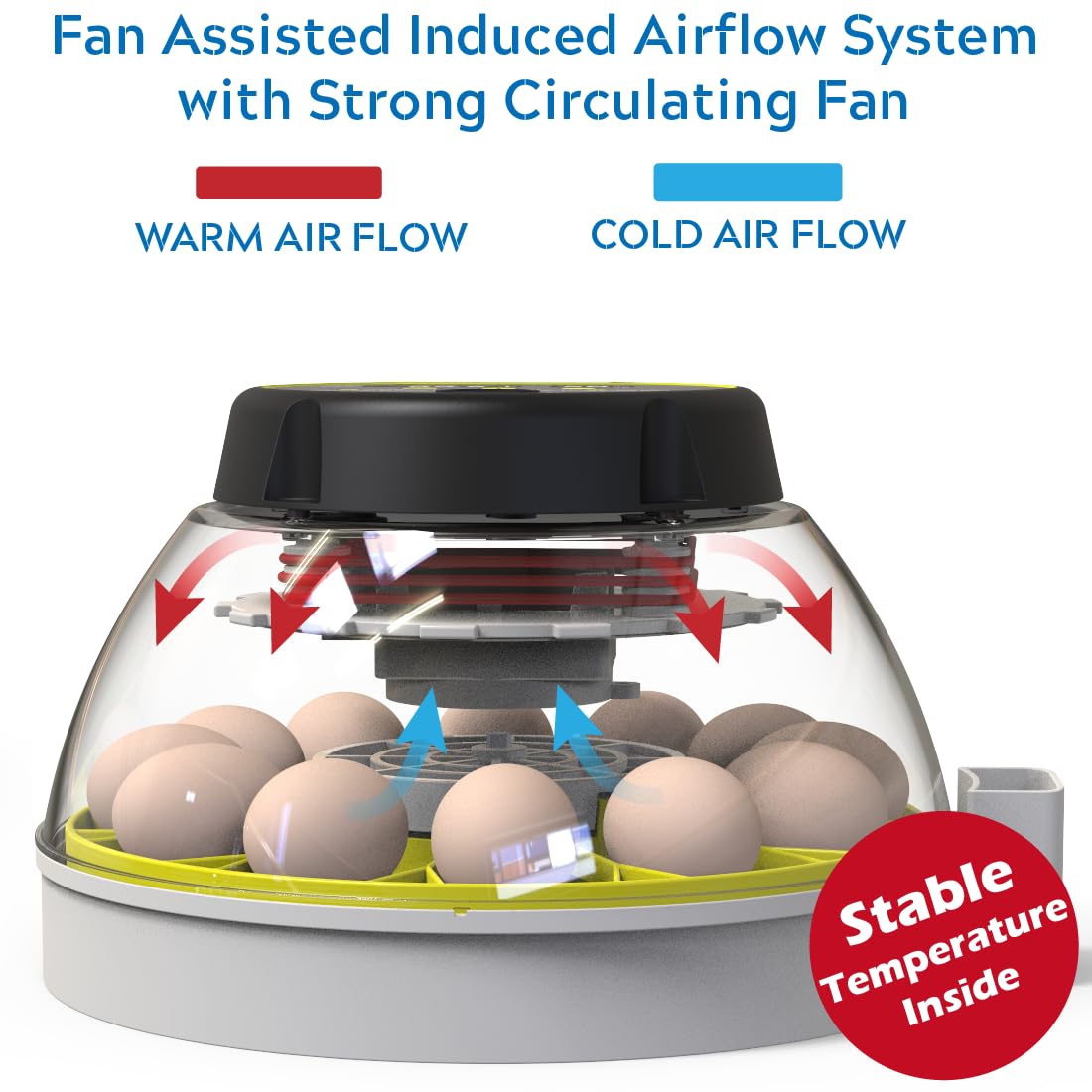 KEBONNIXS 12 Egg Incubator showing automatic egg turner