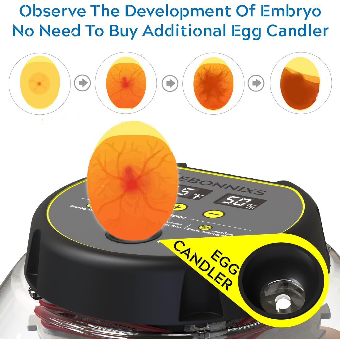 KEBONNIXS 12 Egg Incubator water filling feature